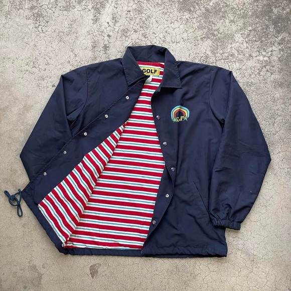Golf Wang Navy Rainbow Logo Coach Jacket - Picture 1 of 8